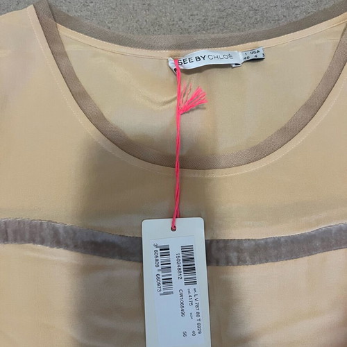 Chloe mini dress with sheer panels new with tags, beige, size S