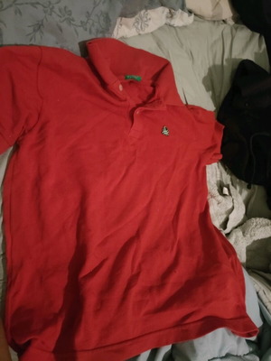 Benetton kids polo shirt like new, red, age 7-8