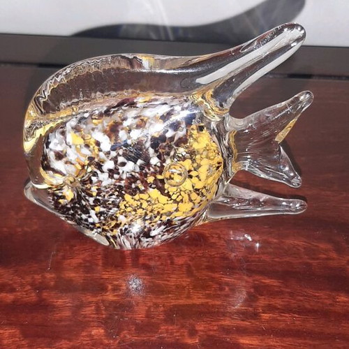 Decorative tropical fish used, blown glass 10x9cm