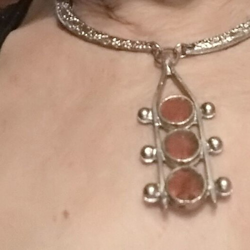 Vintage short choker used, forged iron and colored glass