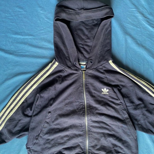 Adidas cropped blue women's jacket like new 3/4 sleeve