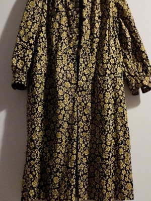 Women's vintage cotton dress used, blue and yellow floral