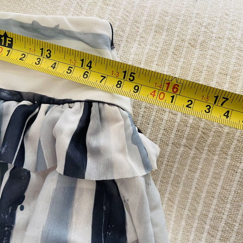 Short skirt with built-in shorts, white and blue