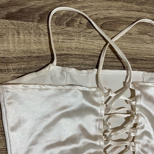 H&M women's top like new, satin cream with straps