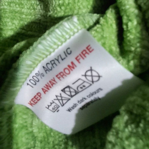 Crop top used, green chenille, size S