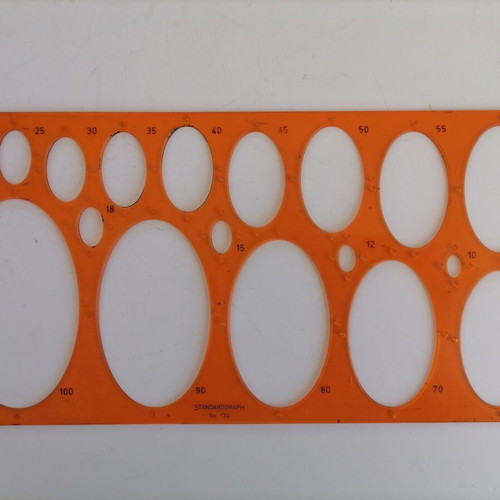 Standardgraph No 170 ellipse stencil used, orange flexible plastic