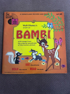 Συλλεκτικό σετ Walt Disney's Story of Bambi σαν καινούργιο, βιβλίο και δίσκος βινυλίου