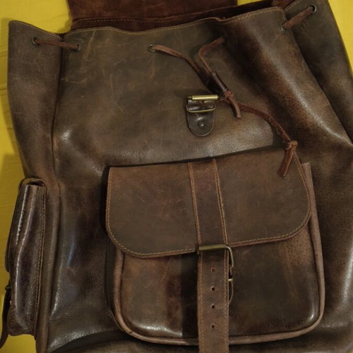 Kouros Leather Backpack like new, large brown 45x40x22 cm