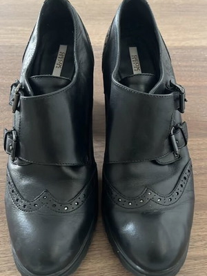 Geox кожени ботуши употребявани, черни, номер 38