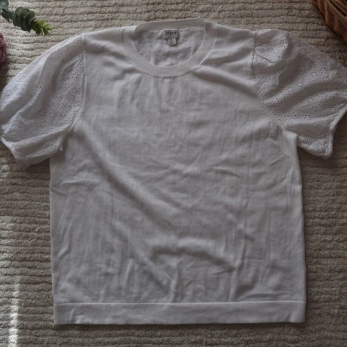 J.Crew Βαμβακερή Πλεκτή Μπλούζα Σαν Καινούργια, Medium-Large, Άσπρη