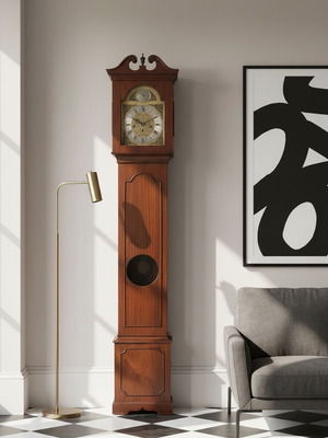 Grandfather clock Franz Hermle used, German floor clock 1960s-70s
