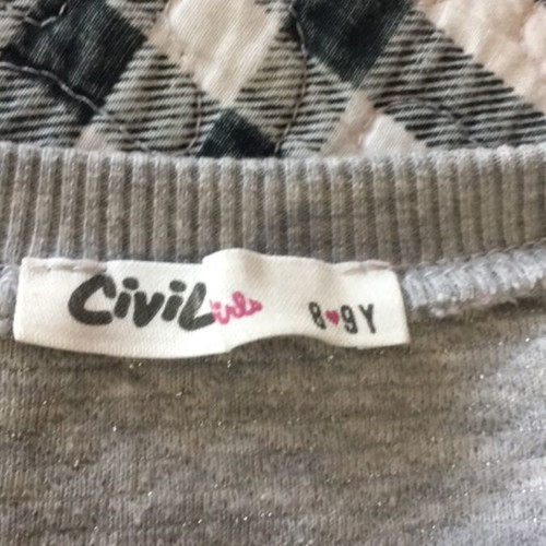 Sweatshirt with design and rhinestones for girls like new, Civil, gray, size 128-134 cm