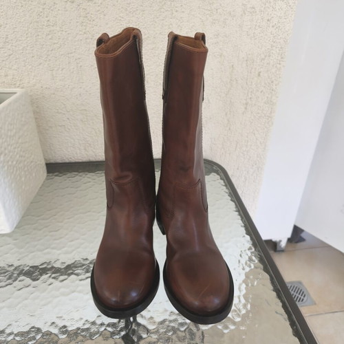 Zara leather boots size 38 like new, brown