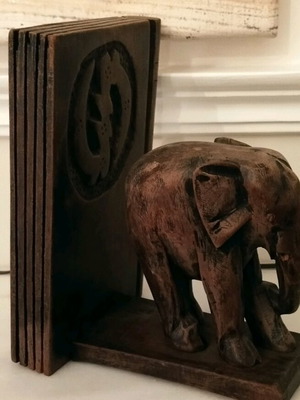 Elephant bookends rustic set of 2 used vintage handmade