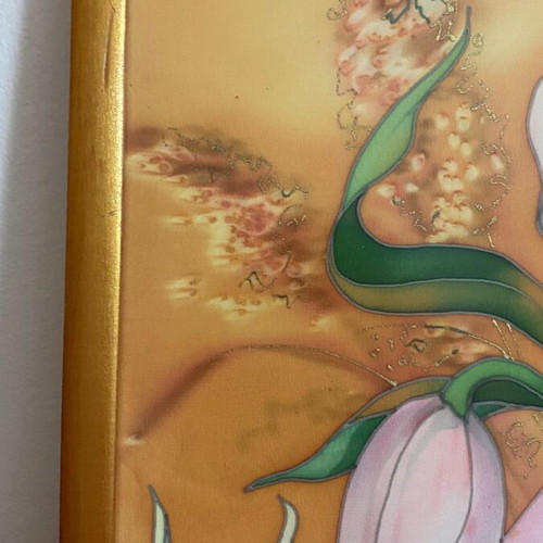 Painting "Lilies" on Silk Batik by O.A. Martyanova 2005 like new