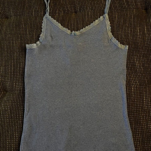 Rib top with lace and thin straps Esmara, like new, blue, size L