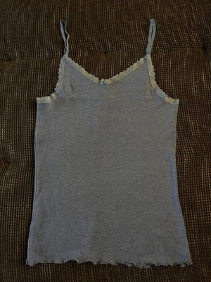 Rib top with lace and thin straps Esmara, like new, blue, size L