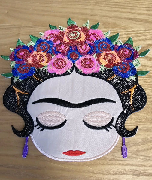 Stylized head of Frida Kahlo shiny patch
