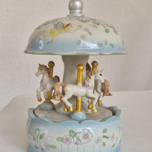 Vintage music carousel with unicorns like new