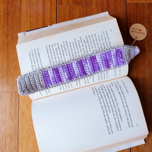 Pencil bookmark purple ombre crocheted handmade, new