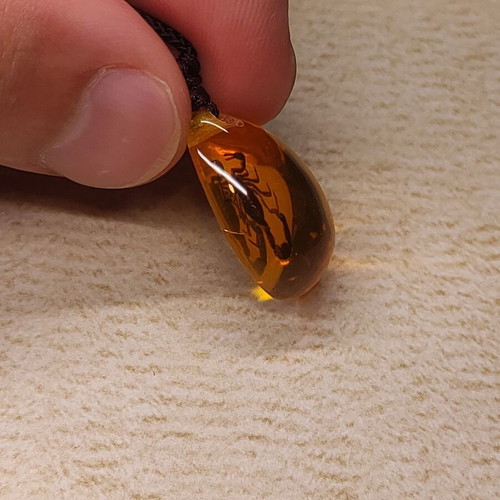 Amber necklace with Scorpio pendant new