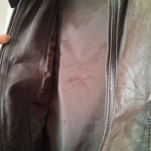 Theory leather jacket brown-olive color with broken zipper