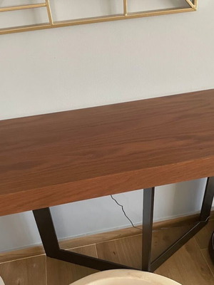 Wooden console table with black metal legs