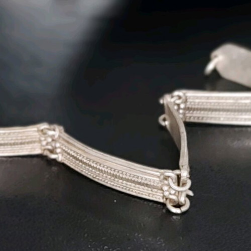 Vintage massive silver filigree bracelet used, 925 hallmark