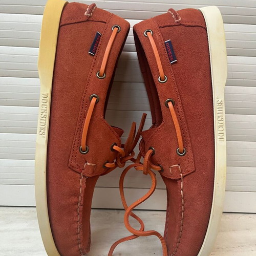 Sebago Docksides orange suede leather shoes size 44 new