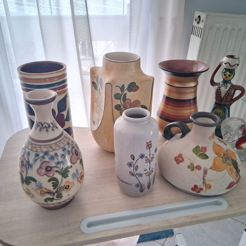 Vintage ceramic vase and decorative collection, 7 pieces