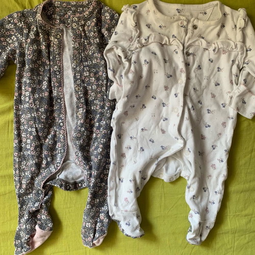 Cotton baby bodysuits used, pack of 4, 0-3 months, girl, Mothercare and Orchestra