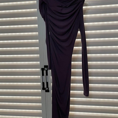 Elisabetta Franchi Asymmetric Jersey Dress with Drapes new, plum color