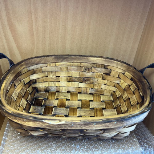 Wood wicker basket set of 3 new