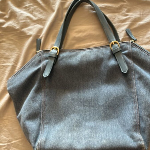 Twinset handbag like new, denim fabric with leather handle
