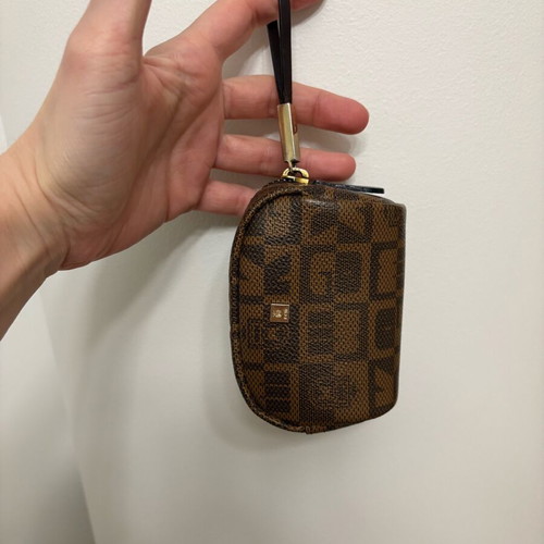 Kem wallet used, brown and gold leather
