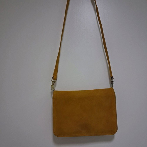 Kalogirou vintage leather shoulder bag, mustard color