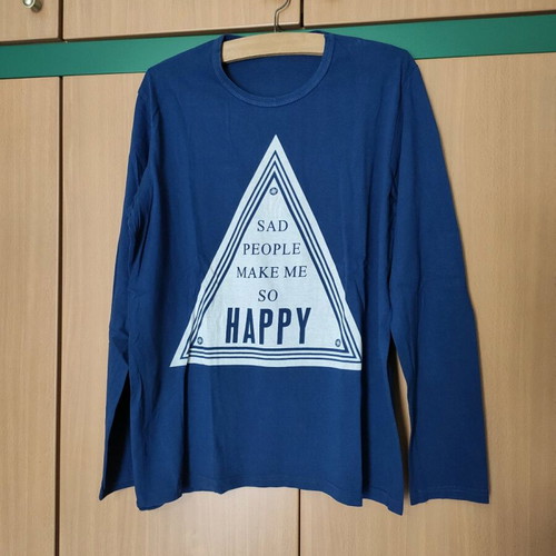 Men's long-sleeve So Size shirt like new, blue with print