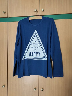 Men's long-sleeve So Size shirt like new, blue with print