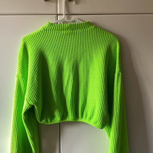 Bershka knitted sweatshirt neon green size S like new