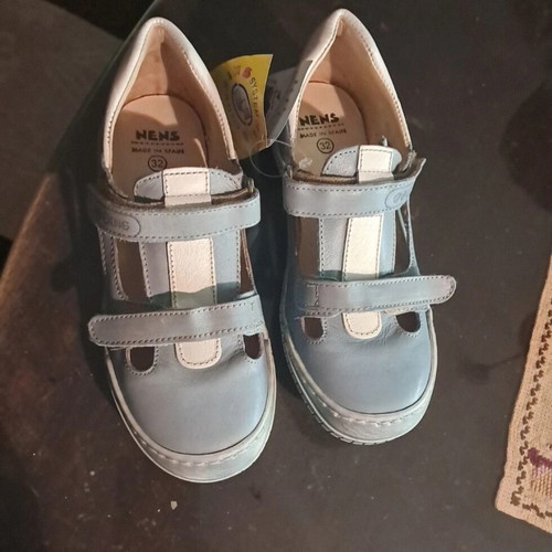 Leather Anatomical Sandals Size 32 New, White and Turquoise