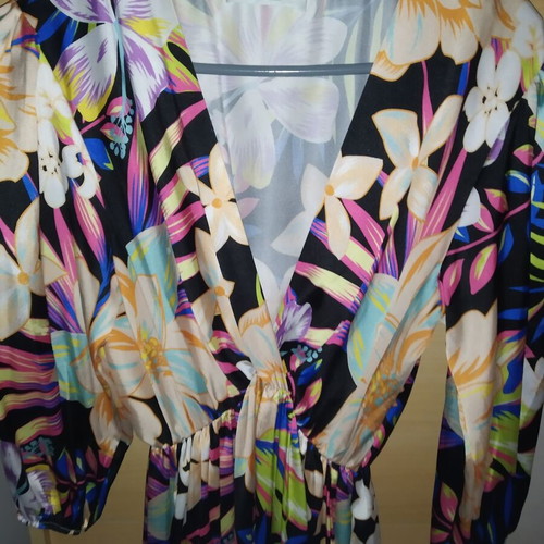 Long printed dress like new, size S-M, with three-quarter sleeves