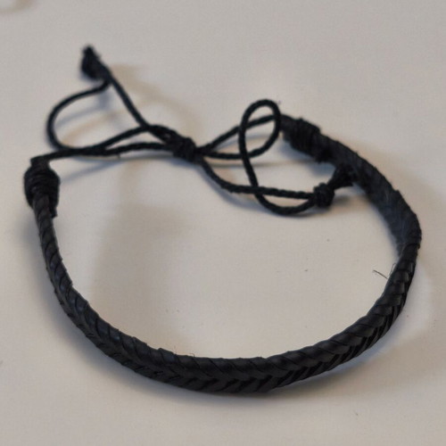 Set of 6 men's adjustable leather and cord bracelets, black and khaki