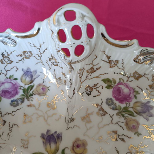 Vintage Rosenthal ivoire porcelain plate fondant dish with handmade floral design like new
