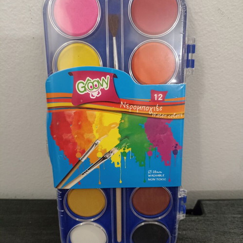 Groovy watercolor set 12 colors with brush and palette