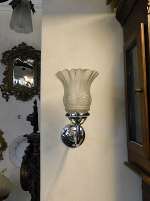 Bronze nickel-plated wall sconce with vintage glass