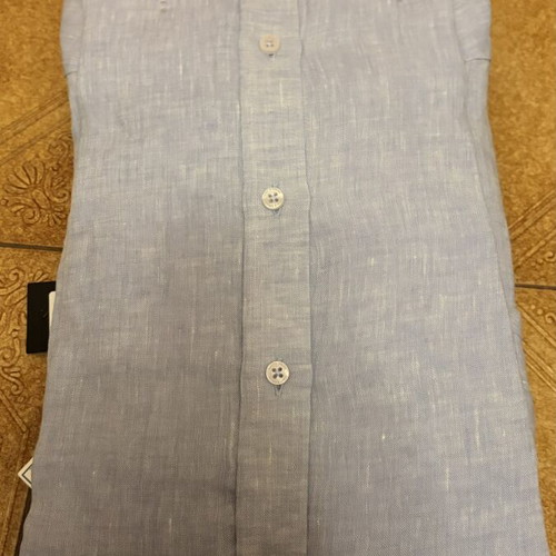 Navy & Green Linen Men's Shirt L new, light blue