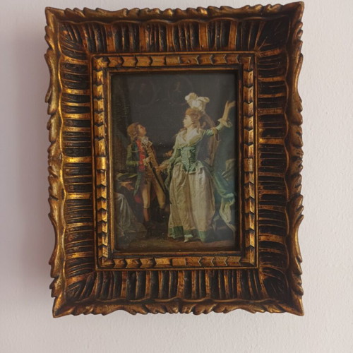 Antique silkscreen print 16x14 cm used