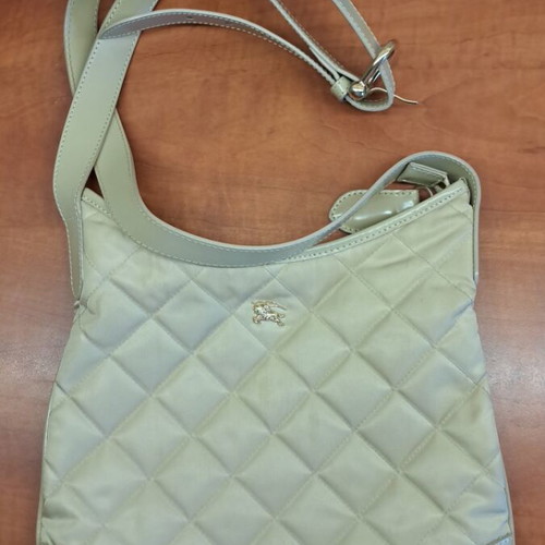 Burberry crossbody bag beige like new, quilted metallic fabric