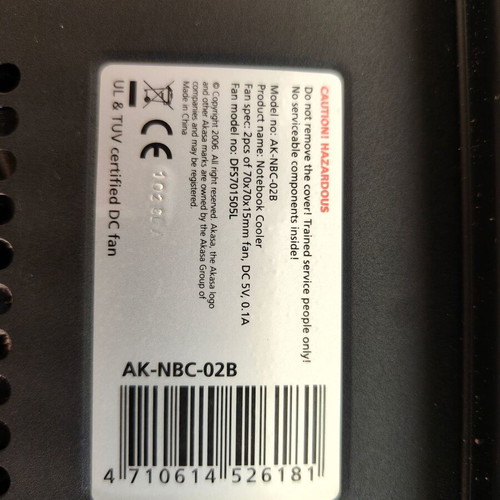 Akasa AK-NBC-02B Cooling Pad for Laptop up to 17.3" used, aluminum