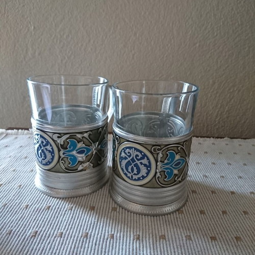 Khorovod glass holder aluminum enamel USSR like new, 1960